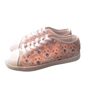 Soyoto Corgi Print Sneakers Women's Size 7 Canvas Comfort Flats Pet Lovers